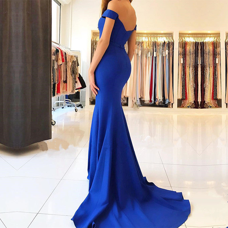 royal blue mermaid prom dresses long satin evening gowns – alinanova