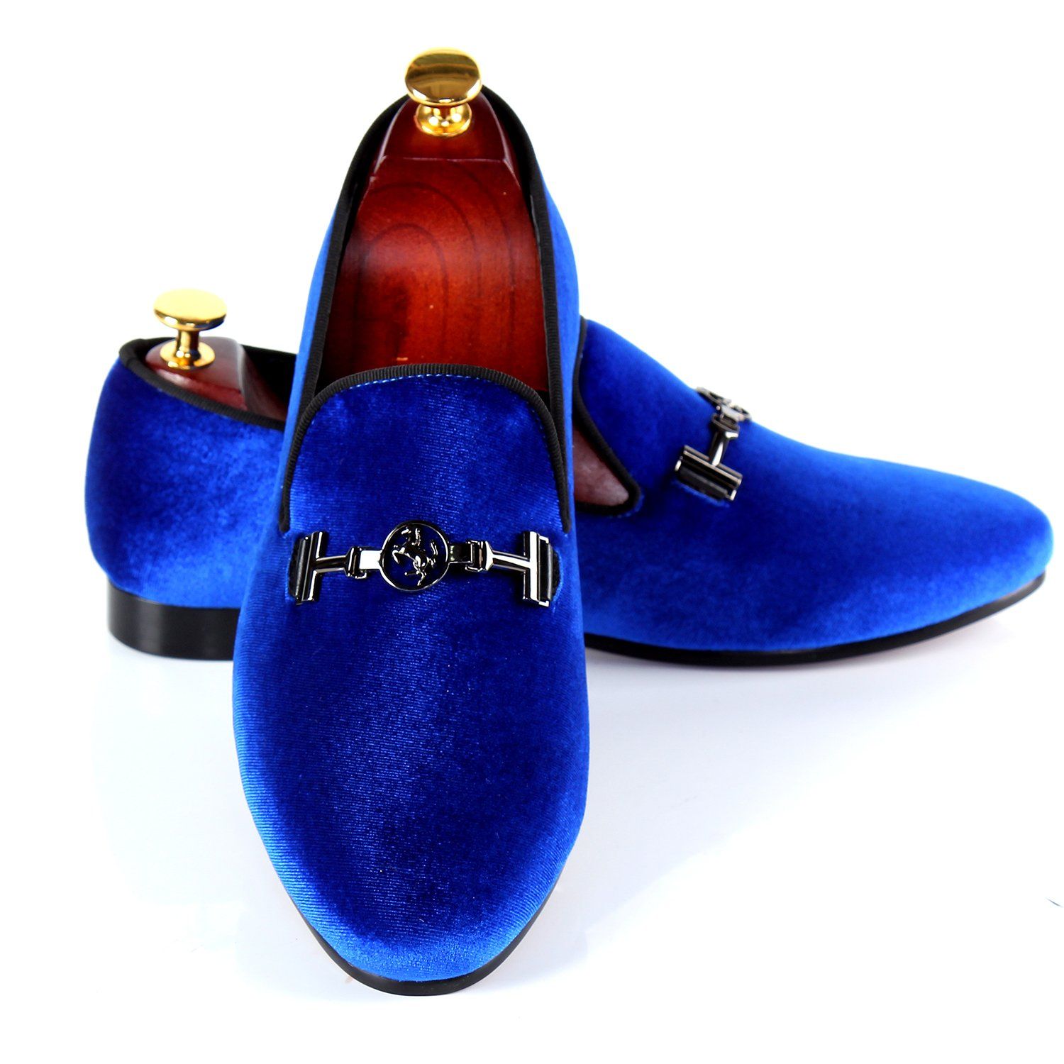 Men Shoes Brand Blue Velvet Loafers – myshoponline.com | Blue dress
