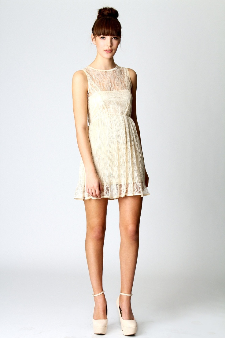 Tori All Over Lace Sleeveless Pleated Dress at boohoo.com | Dresses