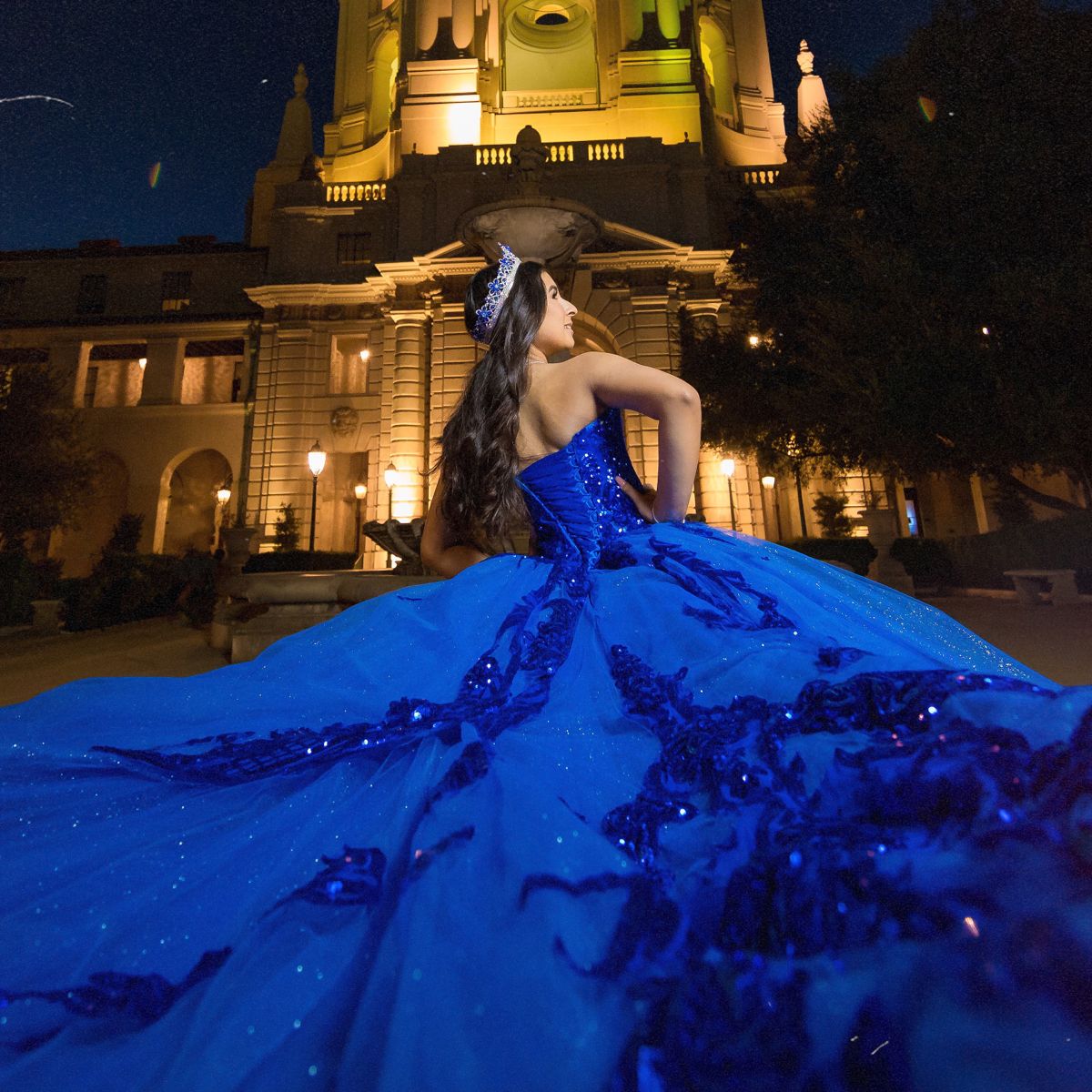 Beauty and the beast themed royal blue quince dress | Quinceanera
