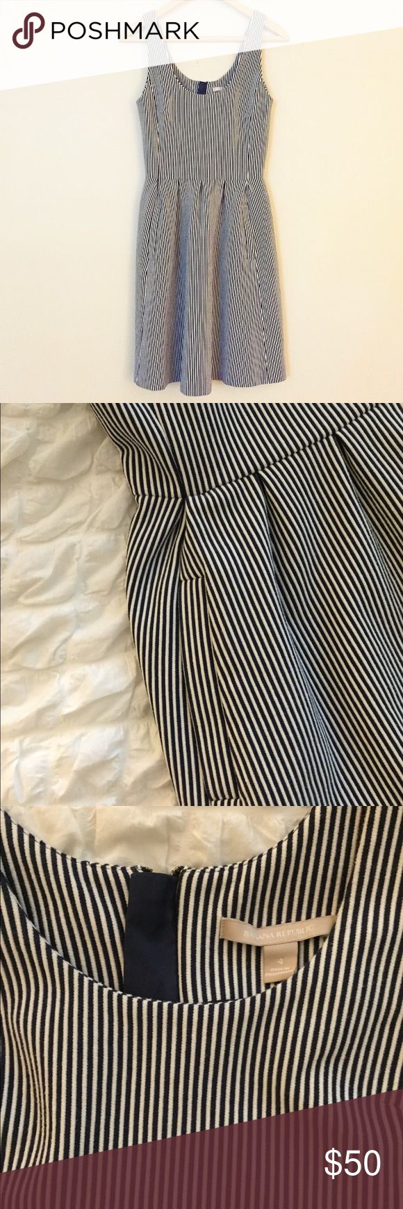 Banana Republic dress Sleeveless navy and white striped dress with