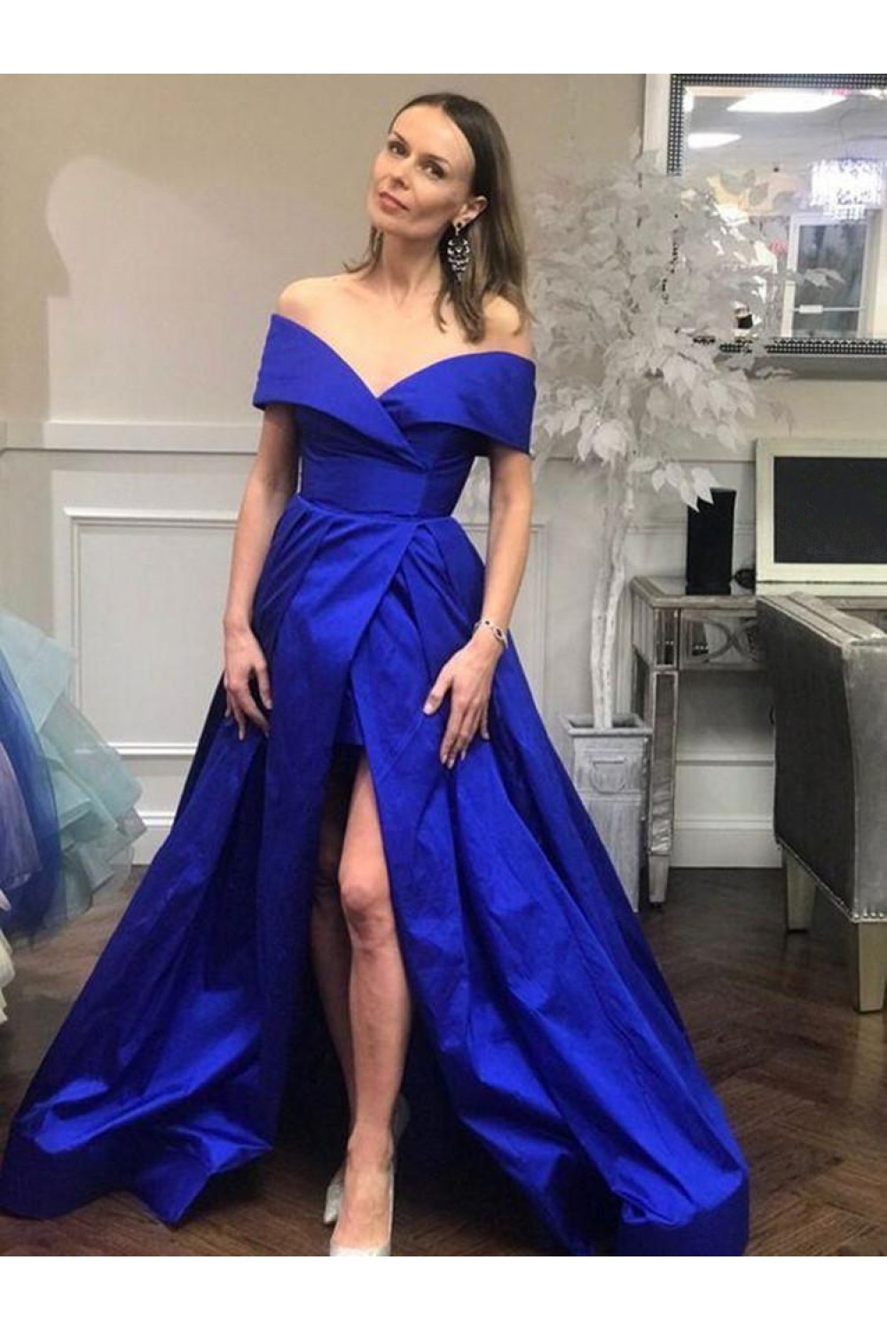 A-Line Royal Blue Long Prom Dresses Formal Evening Gowns 6011396