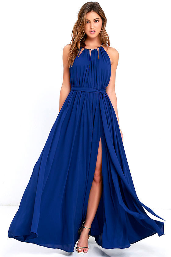 Lovely Royal Blue Maxi Dress - Blue Gown - Halter Maxi - $115.00 - Lulus