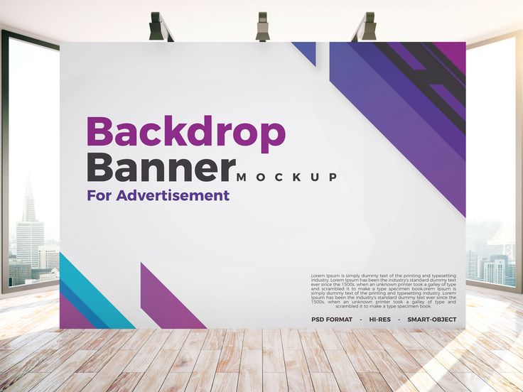Free Backdrop Banner Mockup PSD For Indoor Advertisement - Graphic