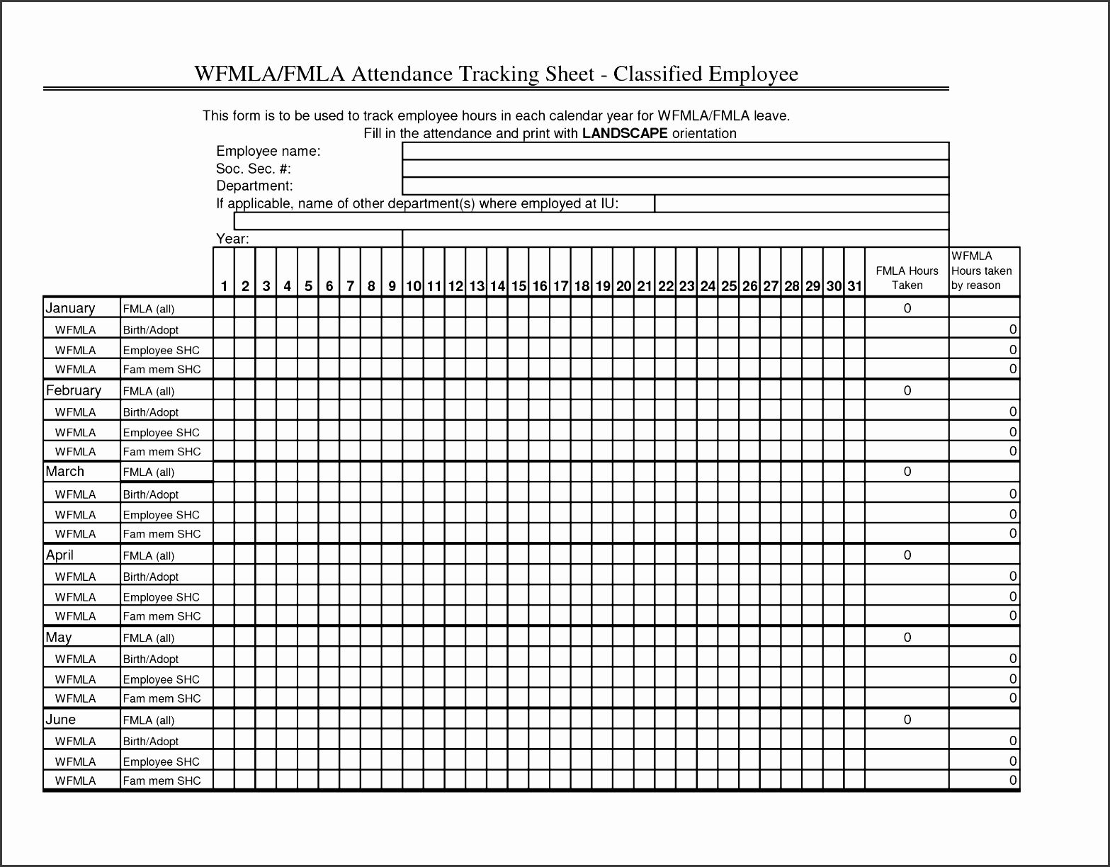 Employee Absence form Template Unique 8 attendance Sheet format