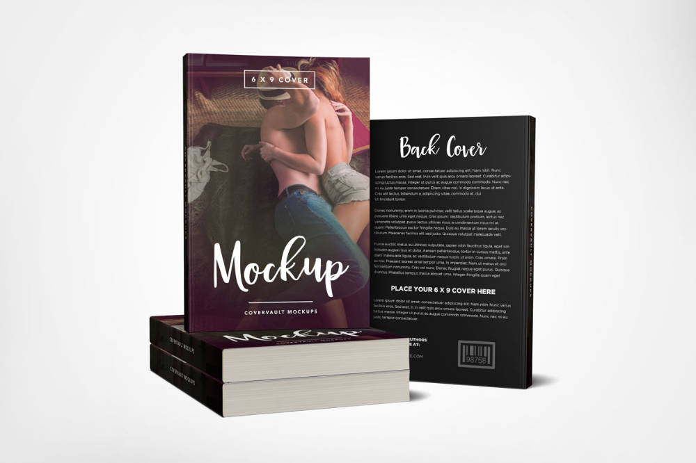 Stacked 6 x 9 Book Mockup with Back Cover - Covervault | Book cover