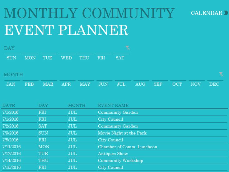 Free Download Community Event Planner Excel Template Event Calendar