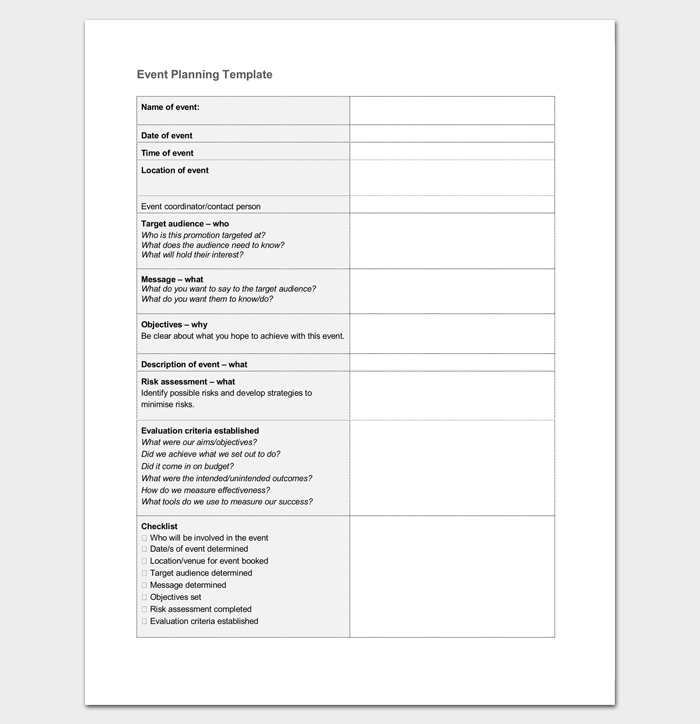 Event Planning Template Word Doc | Event planning template, Event